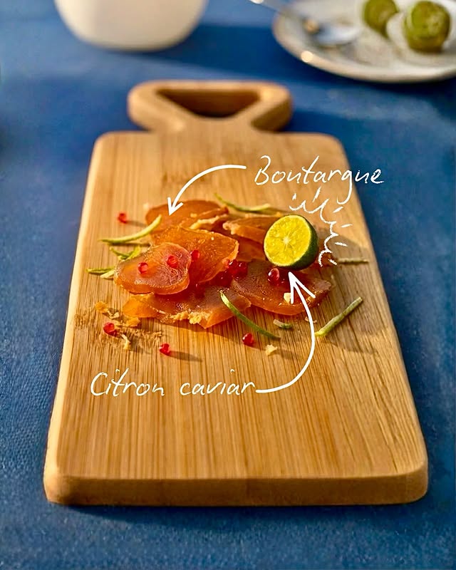 Maison Martegale bottarga on a serving board